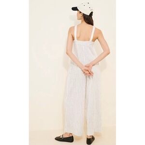 MAEVE White Stripe Wader Wide Leg Jumpsuit‎ 16 Beach Resort Anthropologie